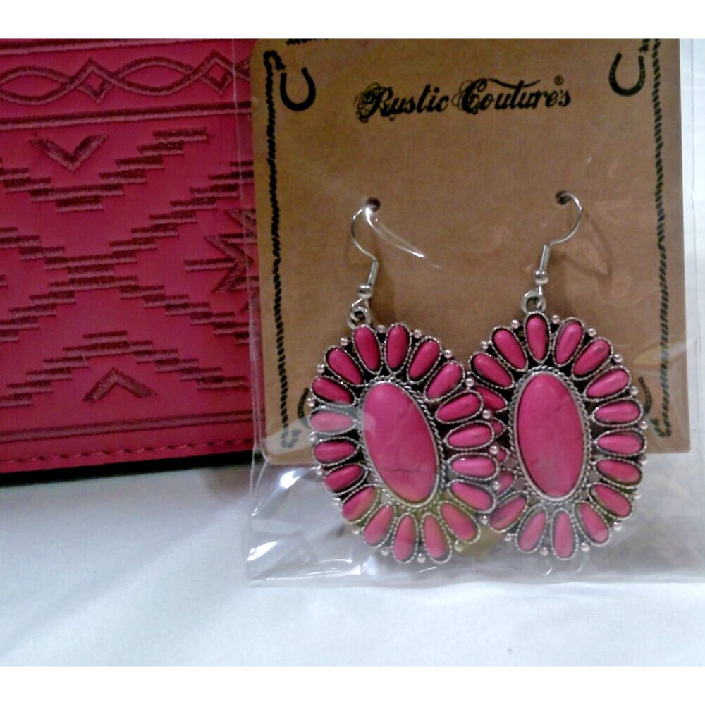 Pink Montana West Embroidered Aztec Tote Bag w/ Coin bag, Earings, Shoulder Strp - Picture 3 of 14